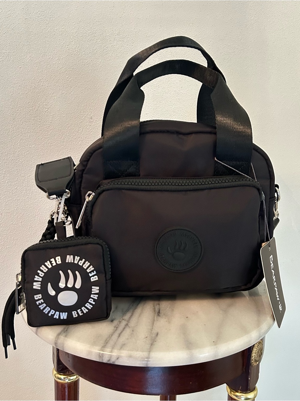 BearPaw Black Nylon Crossbody Bag with AirPod case
